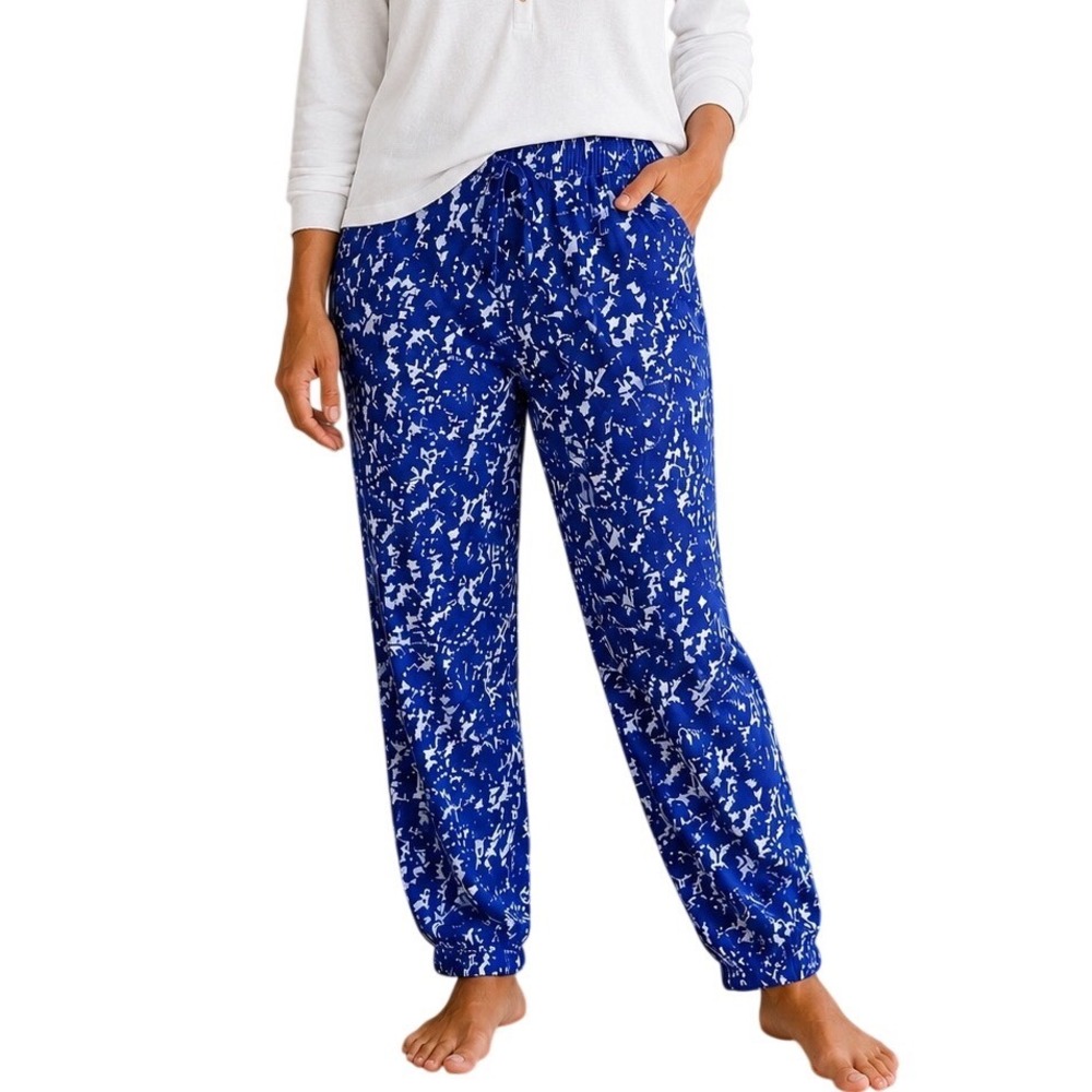 Calvin Klein L Sleepwear Blue White Abstract Print Viscose Jogger Pajama Pants